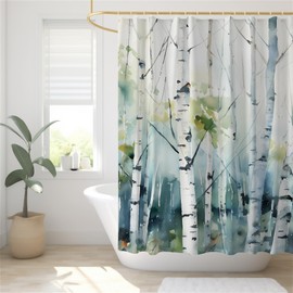 Mountain Forest Shower Curtain 72” x 72”, Waterproof Polyester, Misty Foggy Pine Trees Landscape Design, Includes Grommets and Hooks, Machine Washable, Nature Inspired Bath Curtain for Bathtub
