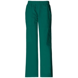 Cherokee Women's Mid-Rise Elastic Waist Cargo Scrubs Pant, Hunter, Large Petite