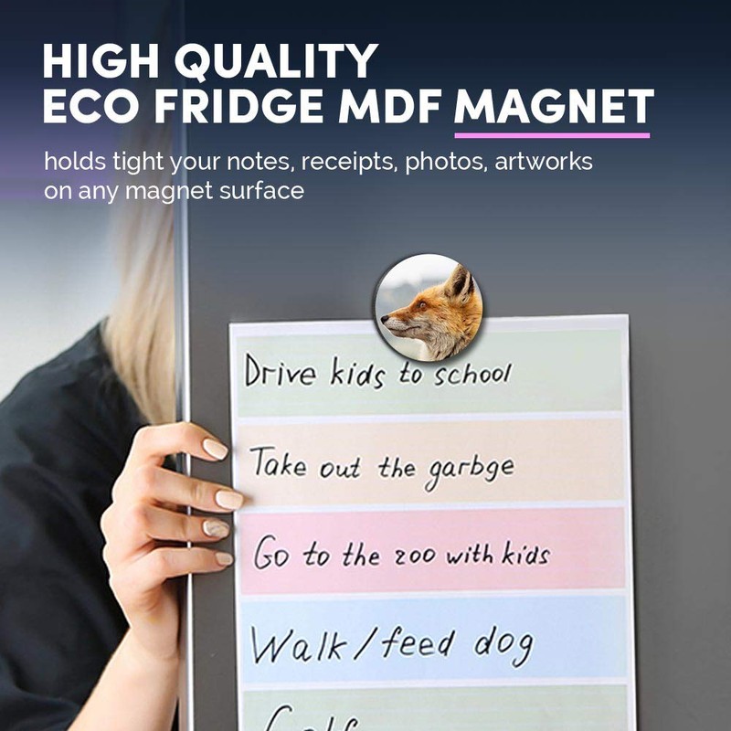1 x Round MDF Magnet - Red Wildfox Nature Wildlife
