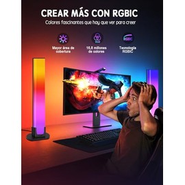 Barra de Luz Led Color Por Voz Compatible Alexa RGBWIC Luces Led TV Con Aplicación Y Control de Voz, Soporte Multimodo Para Sincronización de Música,Luces de Juego Para TV/PC,juegos,dormitorio