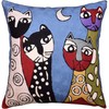 Kashmir Designs Picasso Blue Cat Pillow Cover Quadruplets Whimsical Hand