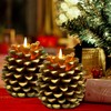 Zhitaoxun Pinecone Candles Flameless,Pine Cone Flameless Flickering Candles, Battery Operated