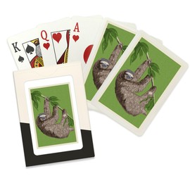 Three Toed Sloth, Letterpress (52 Playing Cards, Poker Size Card Deck with Jokers)