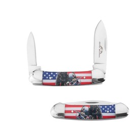 Old Ram Blade Manual Folding Split Joint Outdoor Hunting EDC Camping Canoe Knife (Flag With Eagle)