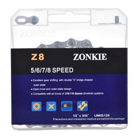 5/6/7/8-Speed Bicycle Chain 1/2 x 3/32 Inch 120 Links