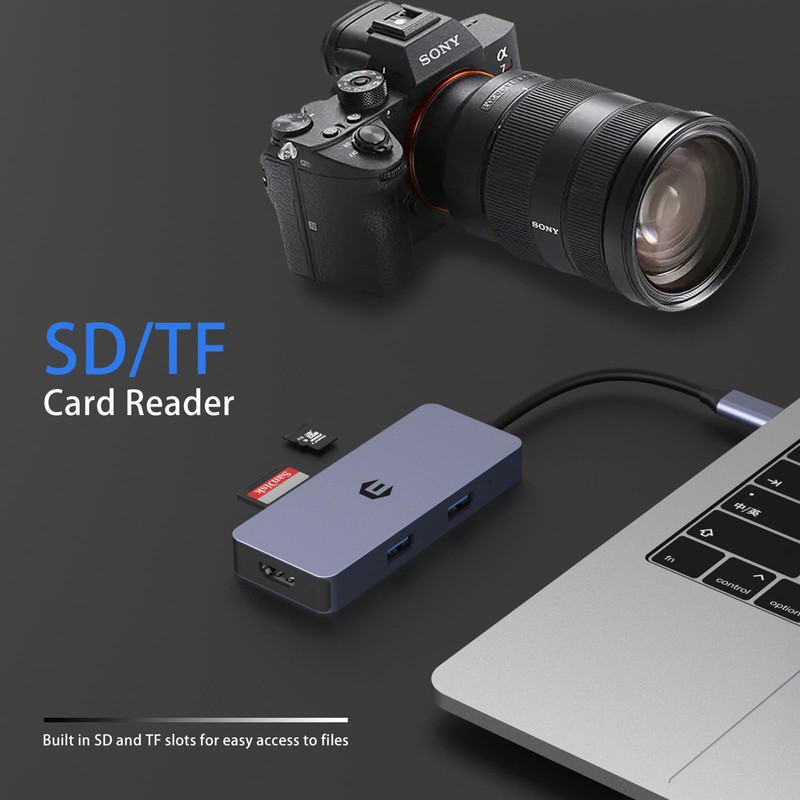 6 in 1 USB C Hub with Two Displays, USB