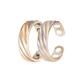 2 x Pure Copper Magnetic Ring Tri-color Audio Magnetic Ring with 4 Magnets with Gift Bags Suitable for Gifts (A)