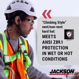 Jackson Safety 20920 Medium Vented Hard Hat 6-pt Suspension Industrial White