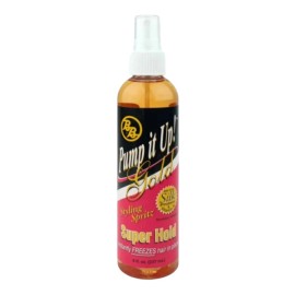 BRONNER BROTHERS Pump It Up Spritz Gold Super Hold Pump Styling Freezes Hair 8OZ