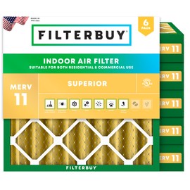 Filterbuy 15.25x15.25x4 Air Filter MERV 11 (MPR 1200) Allergen Defense Replacement (6-Pack), Electrostatic Pleated HVAC AC Furnace Filters, Made in USA (Actual Size: 15.25 x 15.25 x 3.63)