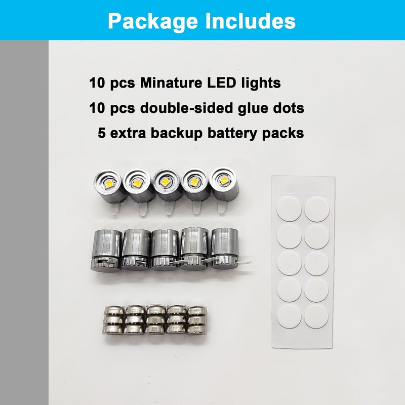 10 Pack Small Spotlight Battery Operated LED Lights, Warm White