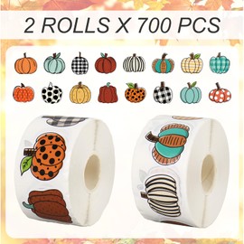 Whaline 1400 Pcs Fall Pumpkin Sticker 16 Design Rustic Pumpkin Decal for Autumn Thanksgiving Farmhouse Decorations, 1.5 in