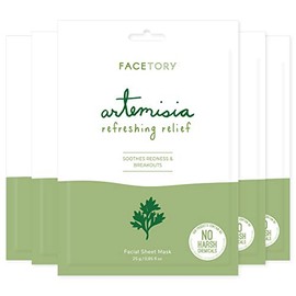 FACETORY K Beauty Mascarilla Facial Cuidado De La Piel - Artemisia Refrescante Refrescante Mascarilla En Hoja Con Extracto De Planta De Artemesia...  
