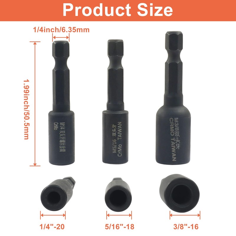 Seimneire Hanger Bolt Driver, 1/4"-20,3/8"-16, 5/16"-18 Hanger Bolt Installation Tool,