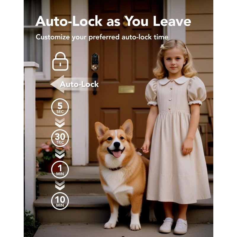 Devo G8 Smart Lock, Fingerprint Door Lock with Code, 6-in-1