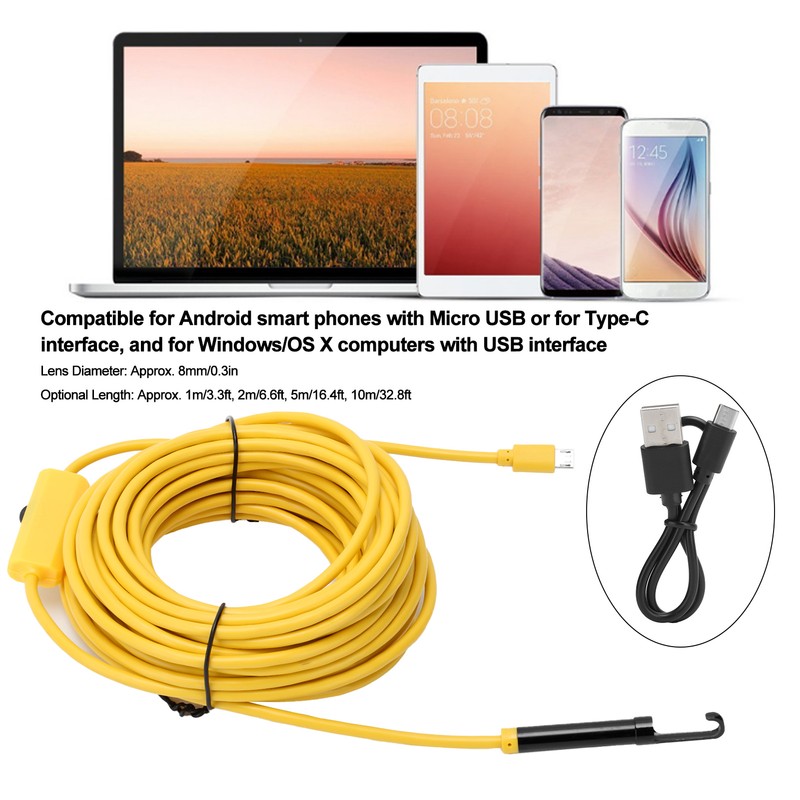 8mm HD 1200P IP68 Waterproof WIFI Endoscope Wireless Inspection Camera