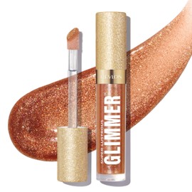 REVLON Super Lustrous Glimmer Gloss, Lip Makeup, Non-Sticky Finish Made with Plant-Based Glitter and Light-Refracting Pearls for High-Impact Shimmer, 006 Bronze Spark, 0.13 fl oz