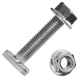Techtanium® Hammer Head Screws M8 x 60 mm [for Mounting Rail Type 28/15] Including Flange Nuts M8 Made of A2 Stainless Steel (Pack of 10) | Anchor Screws & Hex Nuts with Flange | DIN 6923