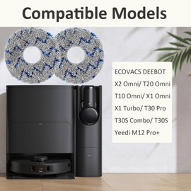 Mop Pads Replacement Parts, Compatible with Ecovacs Deebot T50 Pro Omni/ N30 Pro Omni/ T30 Pro/T30S Combo/ T30S/ T20 Omni/ T10 Omni/ X1 Omni/ X1 Turbo/ X2 Omni/Yeedi M12 Pro+ Robot Mop Cloths (8 pc)
