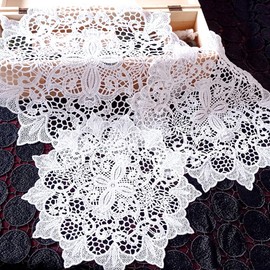 Set of 4 Lace Doilies Lace Coasters Round Flower Shape Mat Place Mats Table Full Crochet Doilies Cup Coasters for Dining Room Kitchen Banquet Wedding Decoration 40 cm Campanula