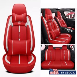 Unbranded Universal Wear Resistant Car Seat Covers Full Set Cushion Headrest+waist pillow