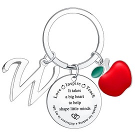 Teacher Initial Alphabet Keychain Gifts Teacher Teachers Day Appreciation Gifts Keychain Thank you Gifts for Teacher (W Keychain Teacher)