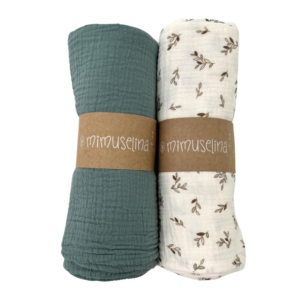 MIMUSELINA Pack of 2 Baby Muslins, 1 x 1 m