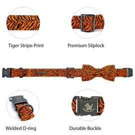 Elegant little tail Dog Collar, Tiger Print Pet Collar Fashion Boy Dog Collars Durable Metal Buckle Dog Collars Cotton Pet Adjustable Dog Collars for X-Small Puppy