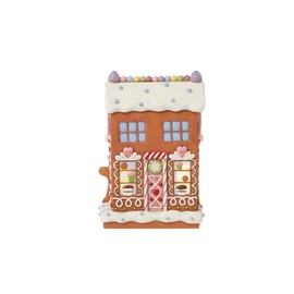 Enesco Jim Shore Heartwood Creek Gingerbread Cupcake and Cookie Bakery Lit Figurine- Stone Resin Hand Painted Crafted Collectible Gingerbread House Figurines with Lights Christmas Home Decor, 6.7 Inch