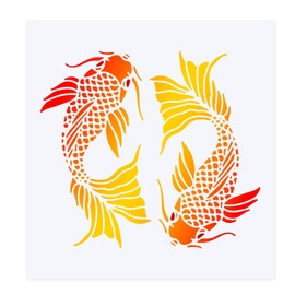 FINGERINSPIRE Koi Painting Stencils for Drawing 30x30cm Plastic Carp Stencils for Wood Painting Floor Wall Fabric