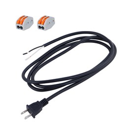 Cable de alimentación de repuesto 18AWG Cable redondo de 2 clavijas, conector polarizado calibre 18, 120 V, cable de alimentación SJT 18AWG de 6 pies, 2 cables, 10 A, 1250 W, cable negro, cable de