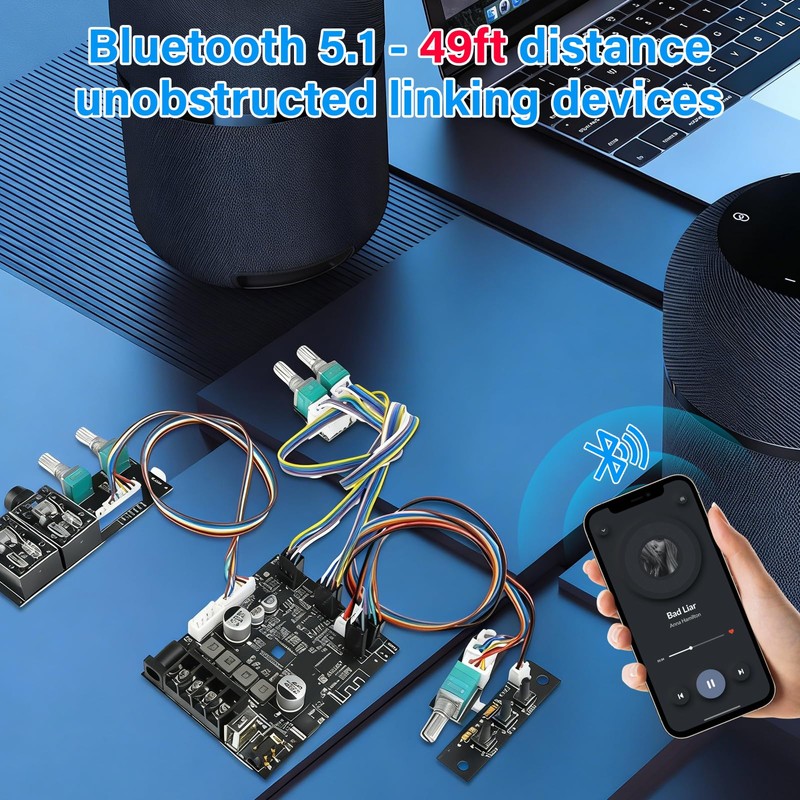 FORIOT Zk-502T Bluetooth Amplifier Board,50W 2.0 Channel Amp Board with