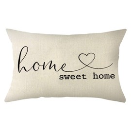Ogiselestyle Home Sweet Home Farmhouse Throw Pillow Cover, 12 x 20 Inch Farmhouse Cushion Case Decoration for Sofa Couch