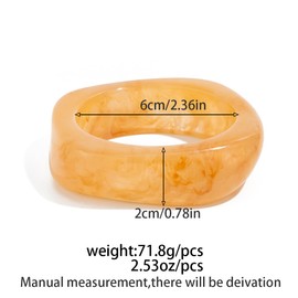 PAIOJVN Trendy Colorful Chunky Square Acrylic Resin Bangle Bracelet Plastic Wide Geometric Transparent Wristbands Cuff Bracelet for Women Holiday Jewelry-Orange
