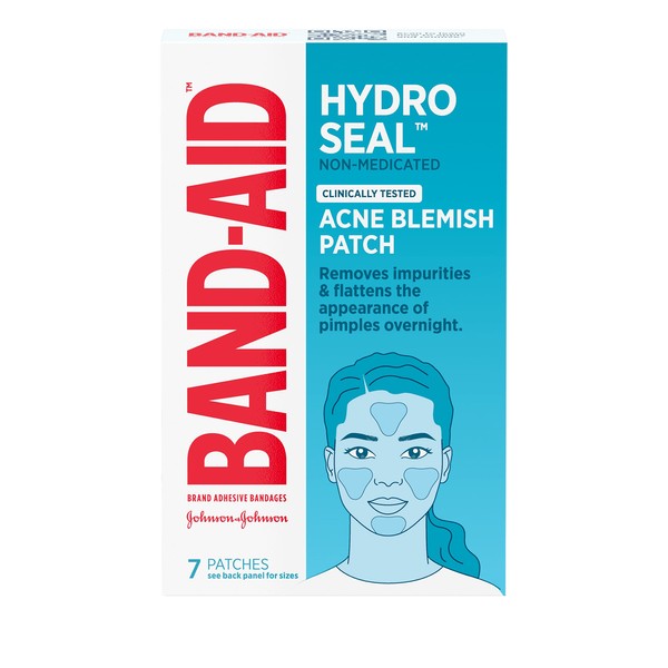 Band-Aid Brand Hydro Seal Acne Blemish Patches, Clear Non-Medicated Acne Blemish Patch for Face Absorbs Fluids & Provides a Protective Healing Environment for Pimples, Sterile, 7 Patches