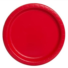 Unique 31453EU Eco-Friendly Paper Plates-23 cm-Red Colour-16 Count (Pack of 1), Pack of 16