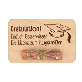 1 x Bachelor Gift, Graduation Money Gift, Money Gift Packaging Made of Wood, Congratulations Graduation Gift (12 x 8 cm), Money Gift Packaging, for Lovers, Graduation Gifts