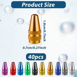 JIYIN 40PCS Presta Valve Caps, 10 Colors Bicycle Tire Valve Covers, Stainless Steel Presta Valves Cap Dust Protectors French Style Bicycle Valves Cap for MTB, Road, Hybrid Bike