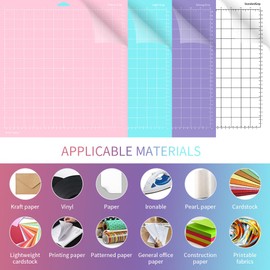 4 Pack Silhouette Cutting Mat, (12 x 12 Inch StandardGrip/LightGrip/StrongGrip/FabricGrip) Cutting Mat, Replacement Cutting Mat for Scrapbooking, Quilting, Crafts Project