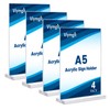 Viymgit A5 Acrylic Sign Holder, 4 Pack Clear Double-Side Table