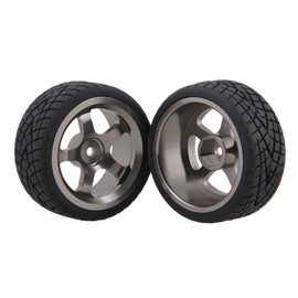 Mxfans 4 Pieces in Black Fish Pattern Rubber Tires & Aluminum Alloy Silver Gray 5 supo-kuhoi-rurimu RC 1: 10 On-Road Car