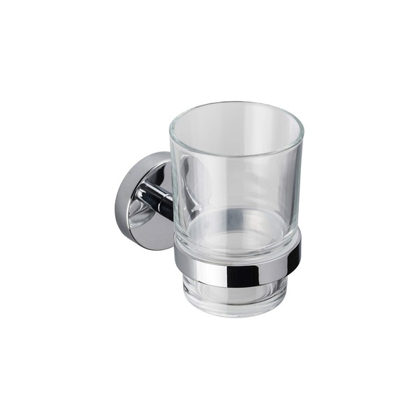 Croydex Flexi-Fix Easy to Fit Pendle Tumbler and Holder, Chrome, 10.5 x 6.7 x 9.5 cm