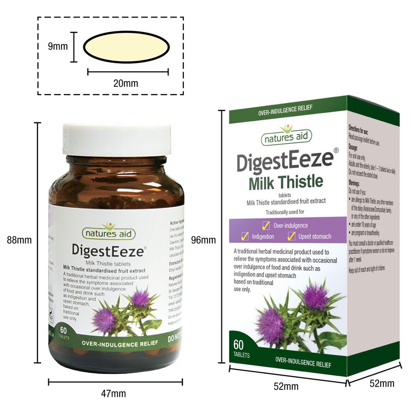 Natures Aid DigestEeze Milk Thistle, 60 Tablets