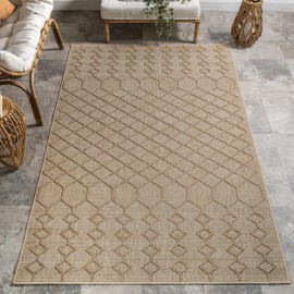 nuLOOM Malina Geometric 6x9 Indoor/Outdoor Area Rug for Living Room Patio Deck Front Porch Kitchen, Dark Beige