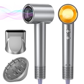 Hair Dryer, 150,000 RPM Brushless Motor, Ultra-Fast Drying with 3 Heat Settings & LED Lights, Negative Ion Technology, Quiet Lightweight Blow Dryer with Diffuser & Nozzle for Home, Salon, Travel Use