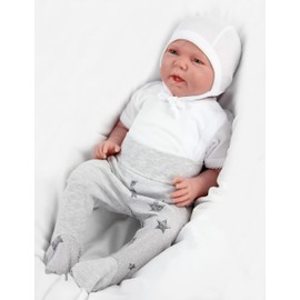 TupTam Baby Newborn Girls Boys Hat with Chin Strap, Pack of 2, White, 6 3/8-6 7/8