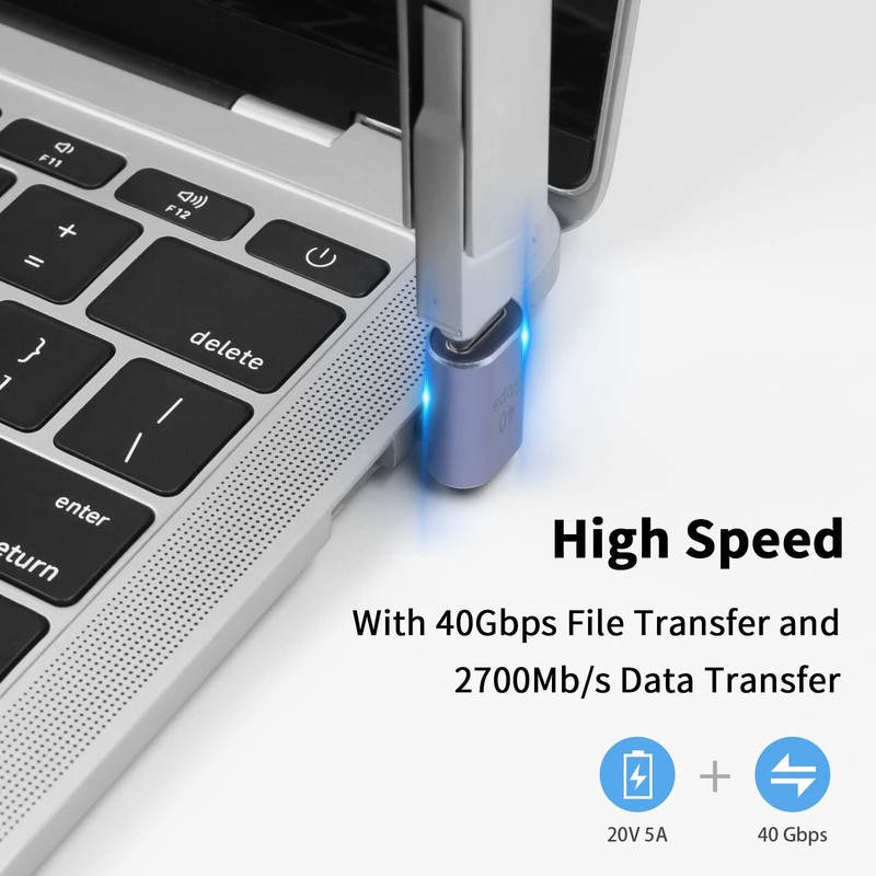 Poyiccot USB-C to Right Adapter, USB C Angle Adapter, 40Gbps