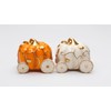 Fine Ceramic Thanksgiving Autumn Fall Pumpkin Carriages Salt & Pepper