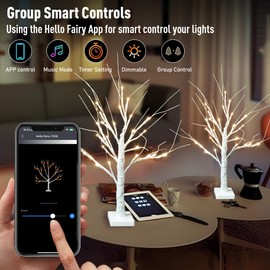 Christmas Decorations Indoor 2 Pack 2 FT Smart Birch Tree with LED Lights APP Control 18 Modes Twig Tree with Lights Dimmable Schedule Music Sync Warm White Birch Tree with Lights for Home Xmas Decor