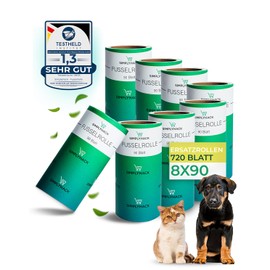 SIMPLYHACK - Lint Roller - [Set of 8] - 720 Sheets - Replacement Rollers for Standard Lint Rollers - High Adhesion - Lint Roller Pet Hair - Used Sheets Can Be Easily Removed